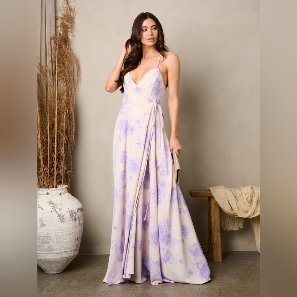 Pinkblush Lavender Floral Wrap Maxi Dress